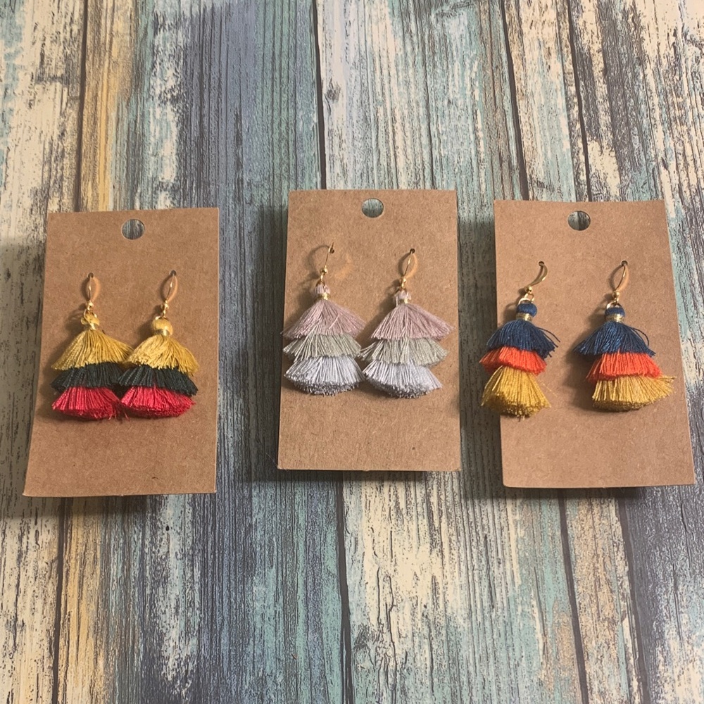Colorful Tassel Earrings Set of 3